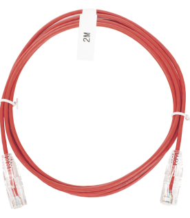 Cable de Parcheo Slim UTP Cat6 - 2 Metros (6.56 Pies) Rojo Diámetro Reducido (28 AWG)