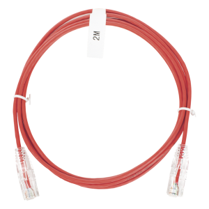 Cable de Parcheo Slim UTP Cat6 - 2 Metros (6.56 Pies) Rojo Diámetro Reducido (28 AWG)