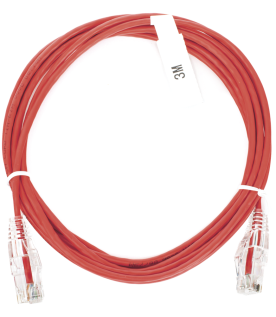 Cable de Parcheo Slim UTP Cat6 - 3 Metros (9.84 Pies) Rojo Diámetro Reducido (28 AWG)