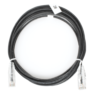 Cable de Parcheo Slim UTP Cat6 - 3 Metros (9.84 Pies) Negro Diámetro Reducido (28 AWG)