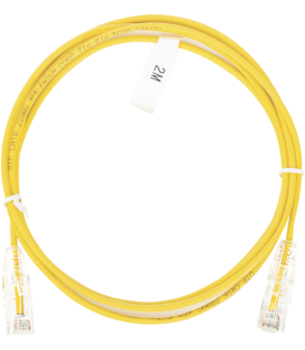 Cable de Parcheo Slim UTP Cat6 - 2 Metros (6.56 Pies) Amarillo Diámetro Reducido (28 AWG)