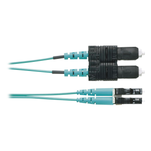 Jumper de Fibra Optica Multimodo 50/125 OM4, LC-SC Duplex, OFNR (Riser), Color Aqua, 2 Metros (6.56 Pies)