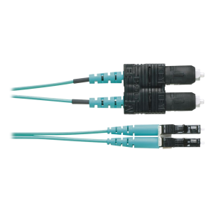 Jumper de Fibra Optica Multimodo 50/125 OM3, LC-SC Duplex, OFNR (Riser), Color Aqua, 1 Metro (3.28 Pies)