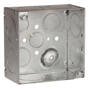 Caja Cuadrada Galvanizada de 4" x 4"/ Profundidad de 2 1/8" /8 Entradas 1", 3 Entradas 1/2" y  2 Entradas 3/4"/ Soldada.
