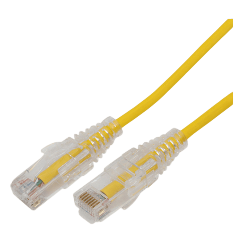 Cable de Parcheo Slim UTP Cat6A - 2 Metros (6.56 Pies) Amarillo, Diámetro Reducido (28 AWG)