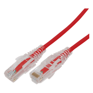 Cable de Parcheo Slim UTP Cat6A - 5 Metros (16.40 Pies) Rojo, Diámetro Reducido (28 AWG)