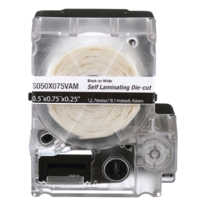 Casete de 300 Etiquetas Autolaminadas de 19.1 x 25.4 mm (0.75 x 1 Pulgadas), para Cables de 2 a 4 mm (0.08 a 0.16 Pulgadas) de Diámetro, Área de Impresión Color Blanco