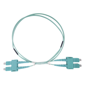 Jumper de Fibra Óptica Multimodo OM3 50/125 SC-SC OFNR (Riser), 2.0 mm, Dúplex, Aqua, 3 Metros (9.84 Pies)