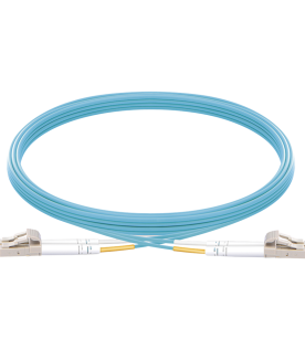 Jumper de Fibra Óptica Multimodo OM3 50/125 LC-LC OFNR (Riser), 2.0 mm, Dúplex, Aqua, 5 Metros (16.40 Pies)