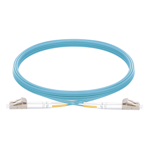 Jumper de Fibra Óptica Multimodo OM3 50/125 LC-LC OFNR (Riser), 2.0 mm, Dúplex, Aqua, 5 Metros (16.40 Pies)