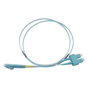 Jumper de Fibra Óptica Multimodo OM3 50/125 LC-SC OFNR (Riser), 2.0 mm, Dúplex, Aqua, 3 metros (9.84 pies)