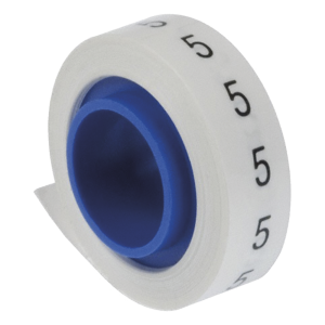 Rollo de Etiquetas Marcadoras, Pre-Impresos con el Número 5, de 2.4 Metros (7.87 Pies), Color Blanco