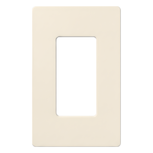 Placa de pared sin tornillos de 1 espacio, acabado satinado color Biscuit, para atenuadores y apagadores con abertura tipo designer de Lutron