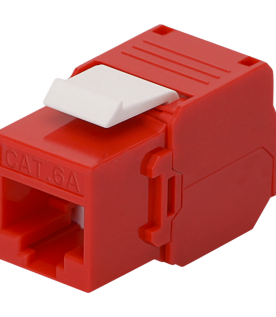 Módulo Jack Keystone Cat6A (Toolless), con Terminación en Ángulo 180 - Color Rojo, Compatible con Faceplate y Patchpanel Linkedpro