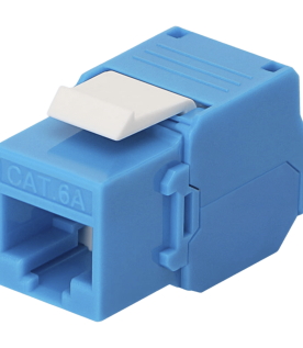 Módulo Jack Keystone Cat6A (Toolless), con Terminación en Ángulo 180 - Color Azul, Compatible con Faceplate y Patchpanel Linkedpro