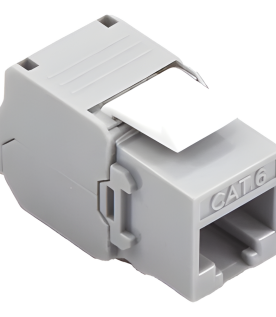 Módulo Jack Keystone Cat6 (Toolless), con Terminación en Ángulo 180 Grados Color Gris, Compatible con Faceplate y Patchpanel Linkedpro