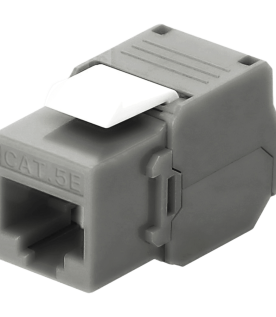 Módulo Jack Keystone Cat5e (Toolless), con Terminación en Ángulo 180 - Color Gris, Compatible con Faceplate y Patchpanel Linkedpro