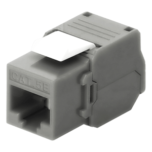 Módulo Jack Keystone Cat5e (Toolless), con Terminación en Ángulo 180 - Color Gris, Compatible con Faceplate y Patchpanel Linkedpro