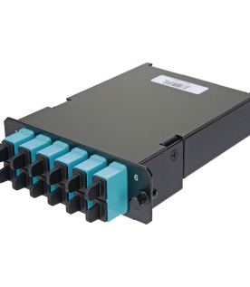 Placa Acopladora de Fibra Óptica FAP, Con 12 Pigtails y 6 Conectores SC Duplex (12 Fibras), Para Fibra Multimodo OM3/OM4, Color Aqua
