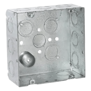 Caja Cuadrada 4 11/16 x 4 11/16"/ Profundidad de 2- 1/8"/ Cuenta 1 Entrada de 1/2" y 15 TKO  (1/2"-3/4").