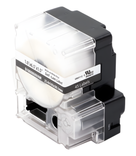 Casete de 45 Etiquetas Autolaminadas de 25.4 x 165.1 mm (1 x 6.5 pulgadas), para Cables de 4 a 8.1 mm (0.16 a 0.32 pulgadas) de Diámetro, Área de Impresión Color Blanco