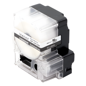 Casete de 45 Etiquetas Autolaminadas de 25.4 x 165.1 mm (1 x 6.5 pulgadas), para Cables de 4 a 8.1 mm (0.16 a 0.32 pulgadas) de Diámetro, Área de Impresión Color Blanco