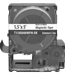 Casete de Etiquetas Magnéticas de Cinta Continua, Color Blanco Sobre Negro, Uso Interior, 36 mm (1.42 pulgadas) de Ancho x 1.5 Metros (4.92 pies) de Largo