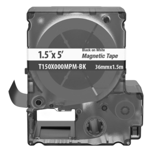 Casete de Etiquetas Magnéticas de Cinta Continua, Color Blanco Sobre Negro, Uso Interior, 36 mm (1.42 pulgadas) de Ancho x 1.5 Metros (4.92 pies) de Largo