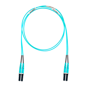 Jumper de Fibra Optica Multimodo 50/125 OM4, LC-LC Duplex, OFNR (Riser), Color Aqua, 2.44 Metros (8 Pies)