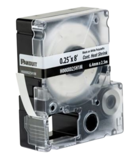 Casete de Etiquetas de Poliolefina de Cinta Continua, Tubo Termocontráctil, 6.4 mm (0.25 Pulgadas) de Ancho y 2.4 Metros (7.87 Pies) de Largo, para Cables de Calibre 22-18 AWG, Color Blanco