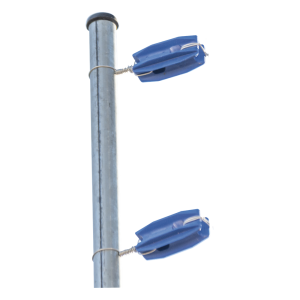 Aislador Azul de Esquina para Cercos Eléctricos / 18 kV / Resinas Vírgenes / Resistencia 7.5-10.2 kg / Anti UV / 66 mm x 31.6 mm