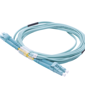 Jumper de Fibra Óptica Multimodo OM4 50/125 LC-LC OFNR (Riser), 2.0 mm, Dúplex, Aqua, 3 Metros (9.84 Pies)