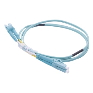 Jumper de Fibra Óptica Multimodo OM4 50/125 LC-LC OFNR (Riser), 2.0 mm, Dúplex, Aqua, 1 metro (3.28 pies)