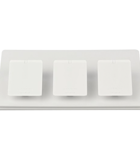 Pedestal de mesa triple para controles Pico, mantiene tres controles fijos y accesibles sobre escritorio o buró, acabado brillante color blanco