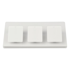 Pedestal de mesa triple para controles Pico, mantiene tres controles fijos y accesibles sobre escritorio o buró, acabado brillante color blanco
