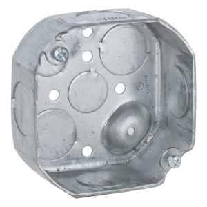 Caja Octagonal de 4" / Profundidad 1 1/2" / 4 Entradas de 3/4" y 4 Entradas de 1/2" / Troquelada.