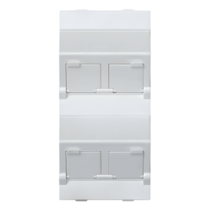 (S80CMD64/9) Placa Voz y Datos Inclinada con Guardapolvo y Adaptador Cuádruple para RJ45 Keystone