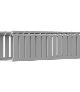 Canaleta Ranurada de PVC con Tapa, Tipo F, 108 mm de Ancho, 79.2 mm de Alto y 2 m de Largo, Color Gris