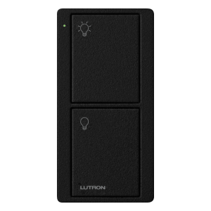 Control Pico inalámbrico de 2 botones para encender y apagar iluminación en sistemas Lutron como Caseta Wireless y RadioRA 2, color Midnight satinado