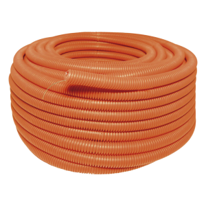 Manguera Poliducto Corrugado Flexible Naranja Reforzado de 1/2" x 100 m Para Instalaciones Eléctricas  /Polietileno Alta Densidad HDPE/ Con guía /Resistente a Intemperie.