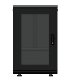 Gabinete Rack 19 Pulgadas / 18 Unidades / Piso / Puerta de Cristal / Acero Calibres 16-18-20 / Capacidad 750 kg (1653.5 lb) / Dimensiones 60 cm (23.6 in) x 93 cm (36.6 in) x 46 cm (18.1 in)