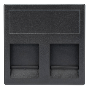 Módulo Color Negro con 2 Espacios para Jack Keystone con Guardapolvo para las Cajas de Escritorio Ofiblock y Teleblock / (KB76/14)