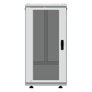 Gabinete Rack 24 Unidades / 19 Pulgadas / Puerta de Cristal / Piso / Acero Calibres 16-18-20 / 750 Kg Carga / 600x605x1190 mm (23.6x23.8x46.9 in) / Vidrio con Cerradura, Niveladores Incluidos