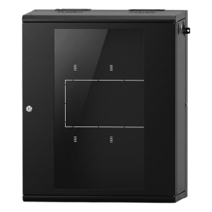 Gabinete Rack / 16 Unidades Rack (UR) / Puerta Cristal Templado / Montaje Pared / Acero Calibres 18-22 / Abatible 120° / Ventilación 120 mm