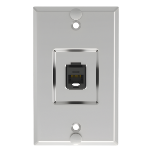 Placa de Pared Telefónica, Salida de 1 Puerto Keystone, Con Jack Cat5e Estilo TP, de Acero Inoxidable
