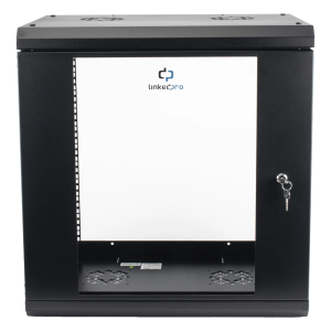 Gabinete de Pared con Puerta de Cristal Templado, 455mm de Profundidad, 12U Rack de 19'', Acero Reforzado