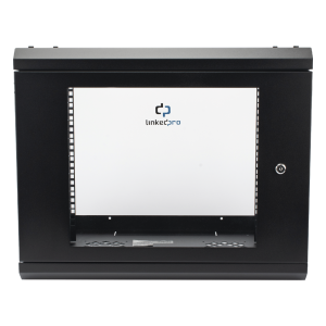 Gabinete de Pared con Puerta de Cristal Templado, 455 mm de Profundidad, 9U Rack de 19'', Acero Reforzado