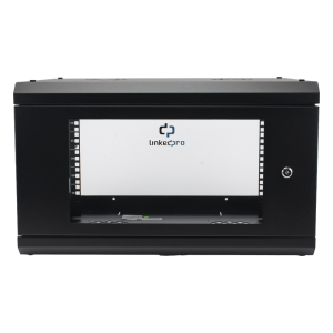 Gabinete de Pared con Puerta de Cristal Templado, 455mm de Profundidad, 6U Rack de 19'', Acero Reforzado