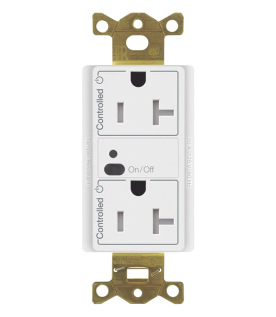 Receptáculo inalámbrico de 20 A tipo dúplex con ambos contactos controlados, tecnología Clear Connect, para sistema Vive de Lutron, color blanco