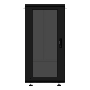 Gabinete Rackeable 19 Pulgadas / 24 Unidades / Piso / Puerta de Cristal / Capacidad 750 Kg / Dimensiones 600 x 605 x 1190 mm  / Ventilación 120 mm, Niveladores Incluidos